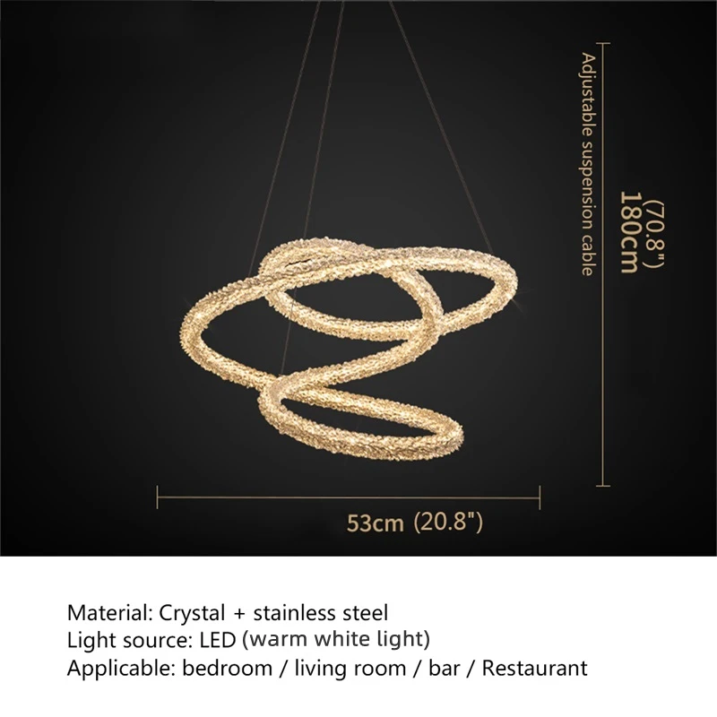 BERTH Modern Creative Pendant Lamp LED Fixtures Gold Decorative Crystal Chandelier Lights For Home Living Dining Room