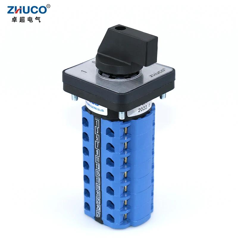 ZHUCO SZW26/LW26-20 20A 660V 28 Terminals 3-Way Panel Mount Double Power Reversal Voltage Selector Cam Switch 3 Positions