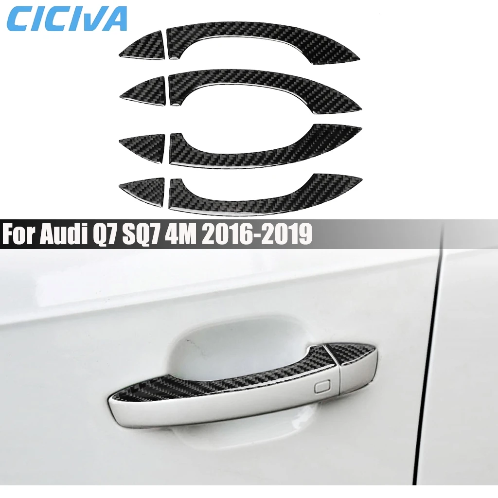 

Carbon Fiber Car Accessories Door Handle Panel Decorative Exterior Cover Modified Trim Sticker For Audi Q7 SQ7 4M 2016-2019