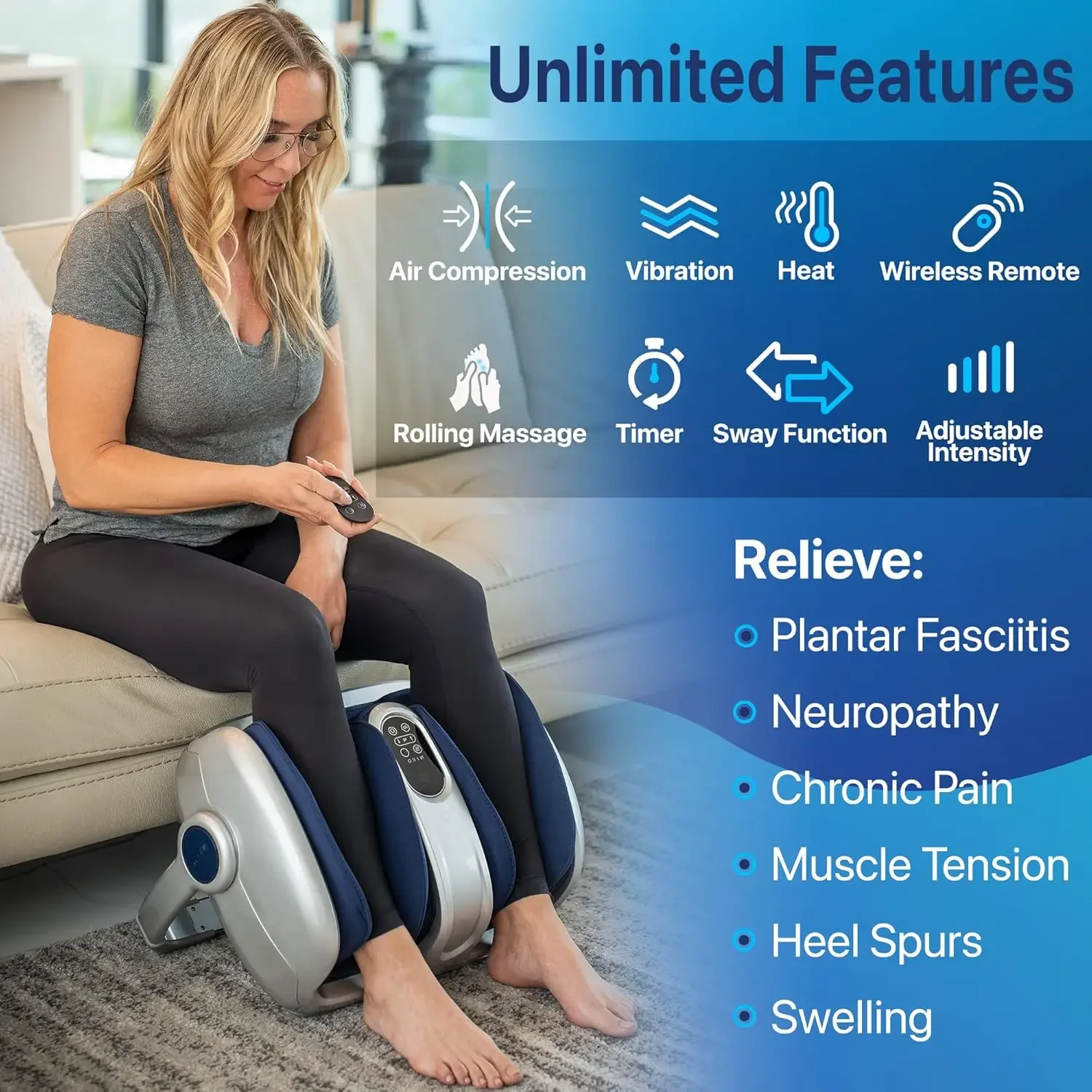 home.Shiatsu Foot Massager for Circulation & Pain Relief - Deep Tissue Kneading, Heat Therapy for Plantar Fasciitis, Neuropathy