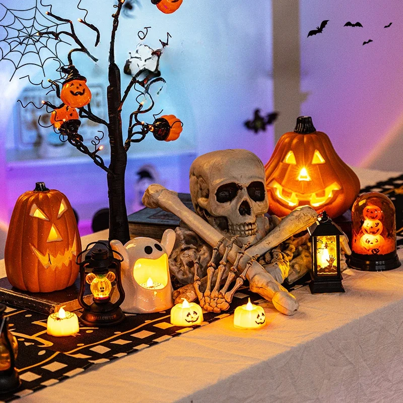 Halloween Decoration Tabletop Dress Up Pumpkin Lanterns Glowing Skull Props Shopping Mall Theme Event Scene Arrangement Party