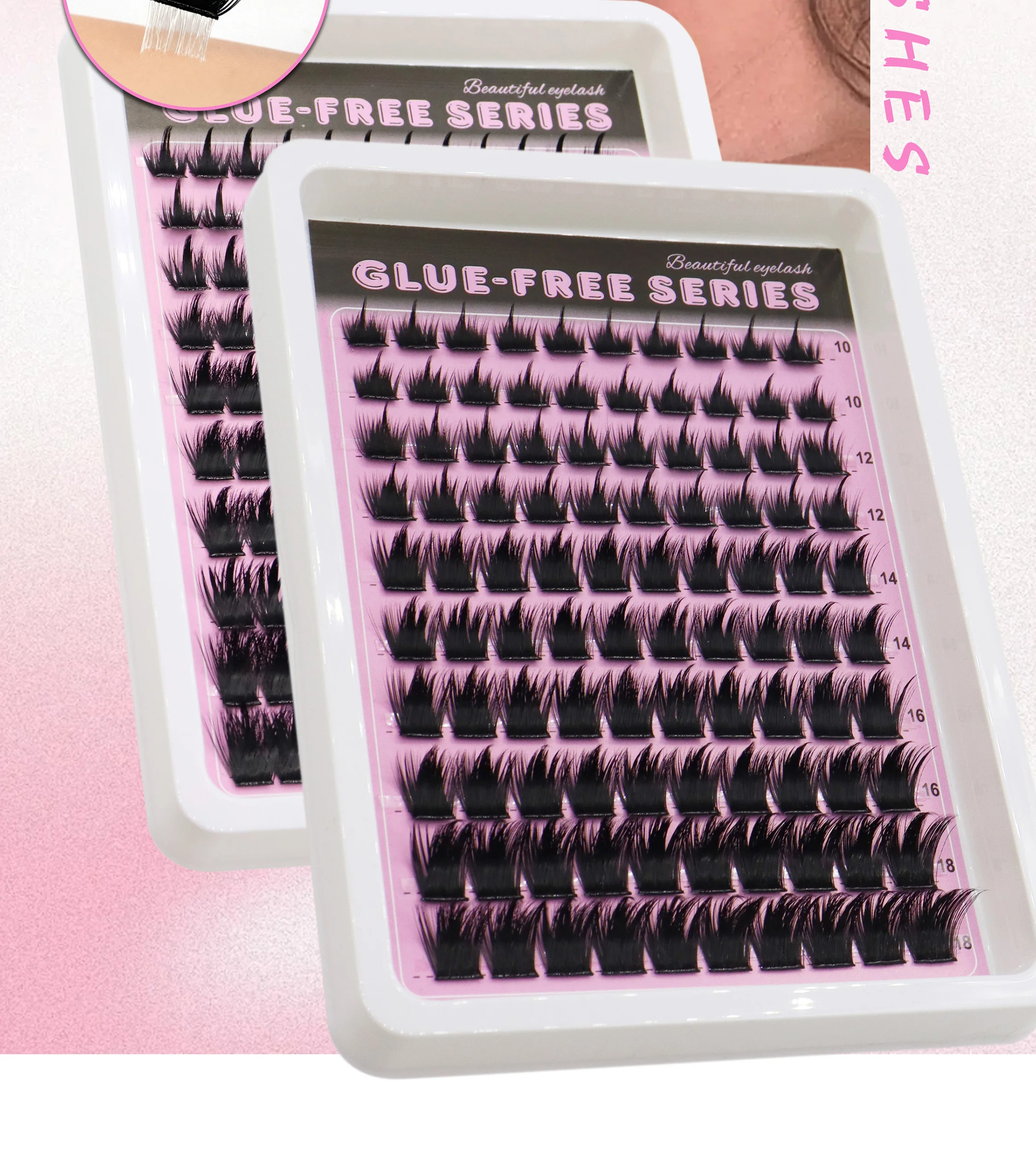 HBZGTLAD Glue-Free False Eyelashes Natural Curled Segmented Self-Adhesive Eyelashes No Glue Require Easy to Wear