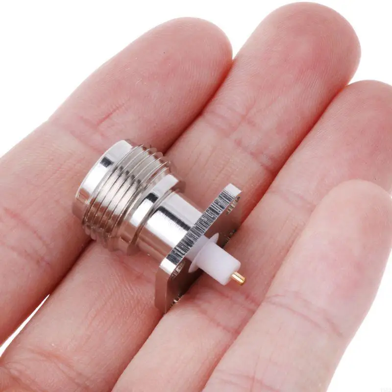 T5EA N-KFD-5 แจ็คตัวเมียแผงเมาท์ RF Coax Connector หน้าแปลนบัดกรี Nickelplated