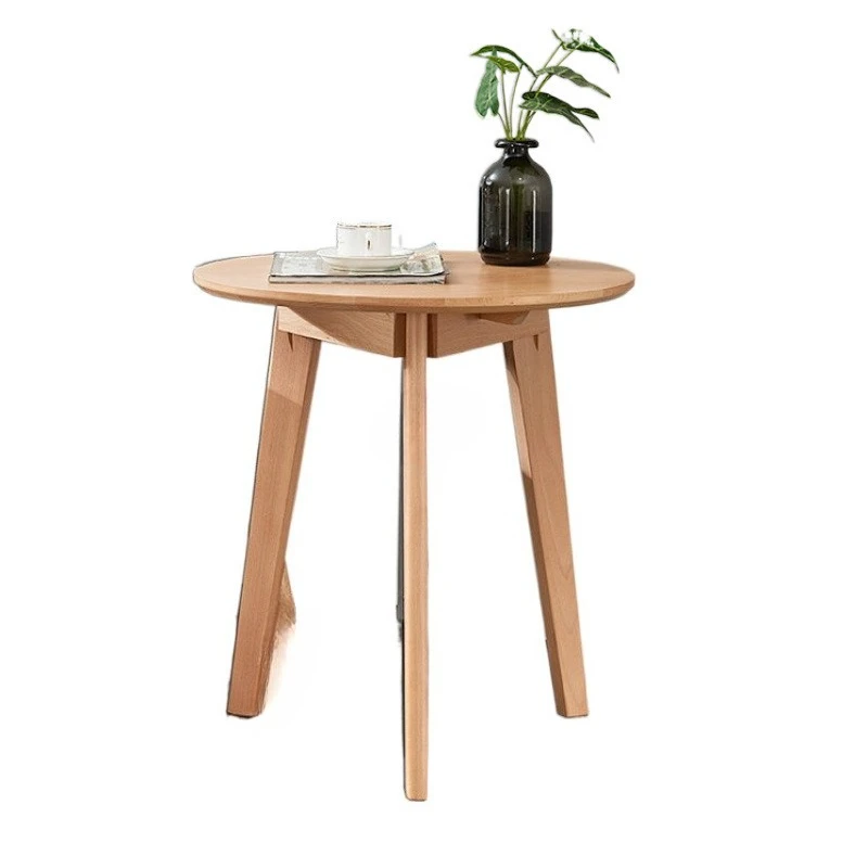 

Simple and modern solid wood small round table 80CM small apartment dining table and chairs household coffee table balcony