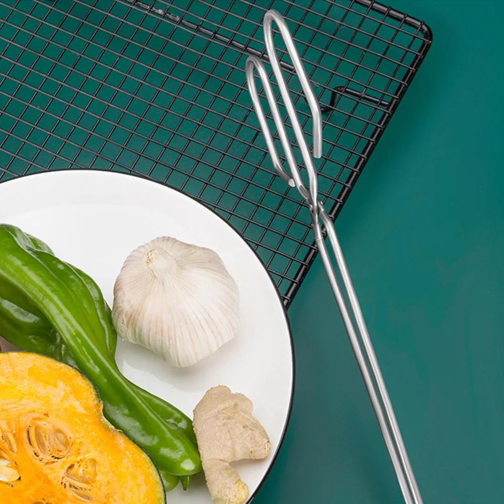 

Stainless Steel Barbecue Tongs Small Size Lightweight Easy to Carry Cooking Charcoal Grill Carbon Clamp Outdoor Supplies