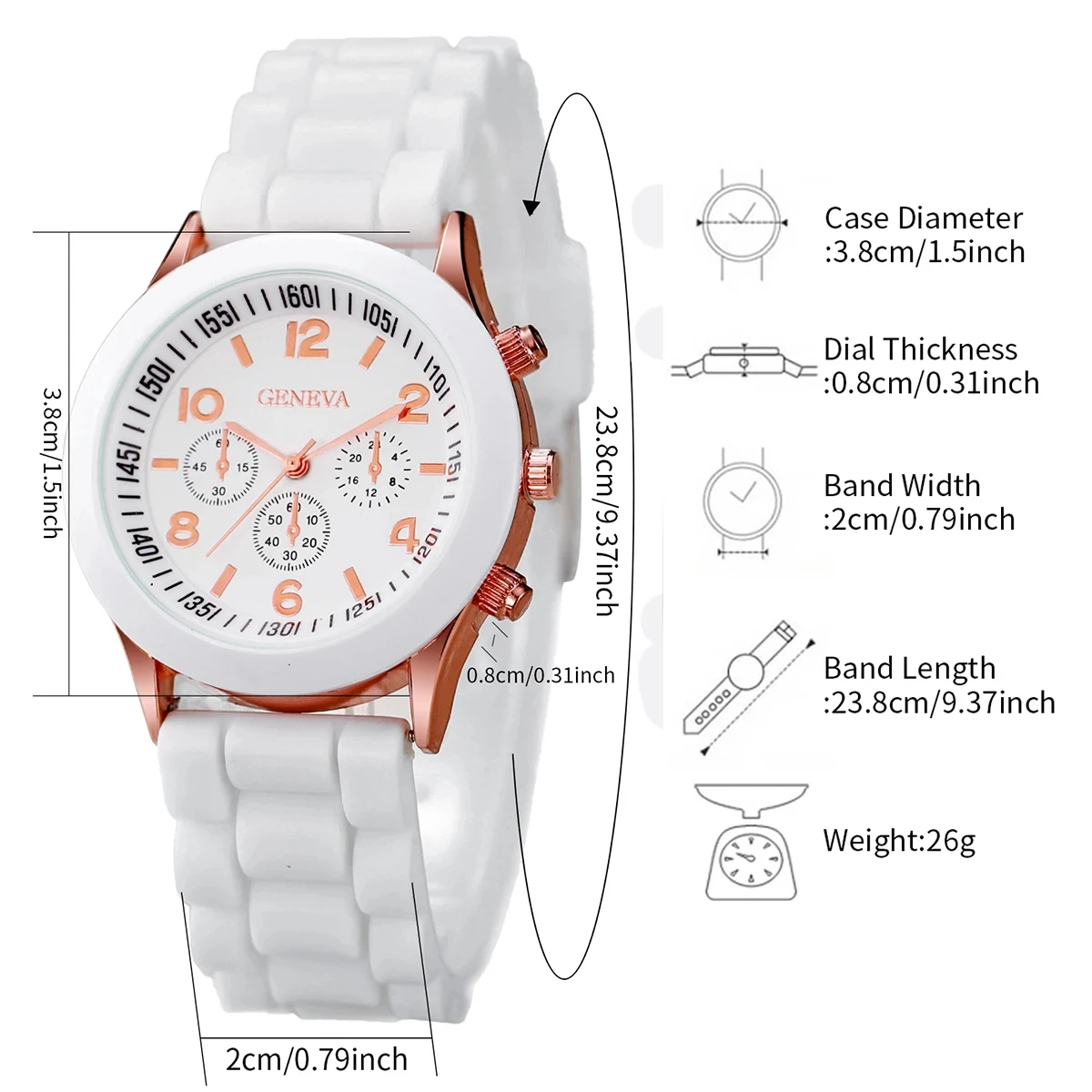 6 stks/set dameshorloges casual siliconen band analoog quartz horloge hart parels sieraden set (geen doos)