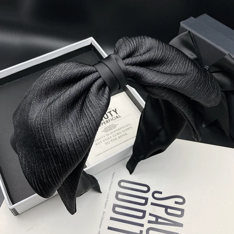 

Модная женская черная повязка для волос с бантом-бабочкой, универсальная, для умывания, стильная