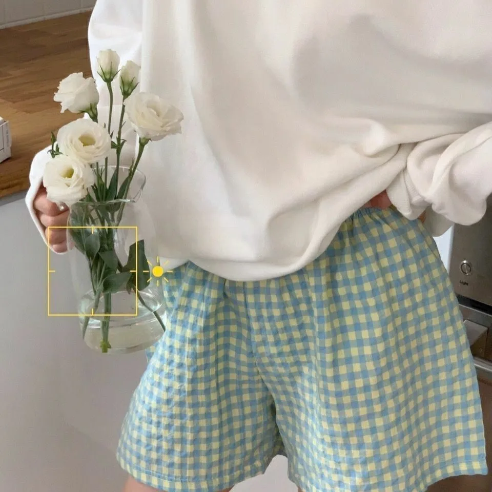 Shorts-blue plaid