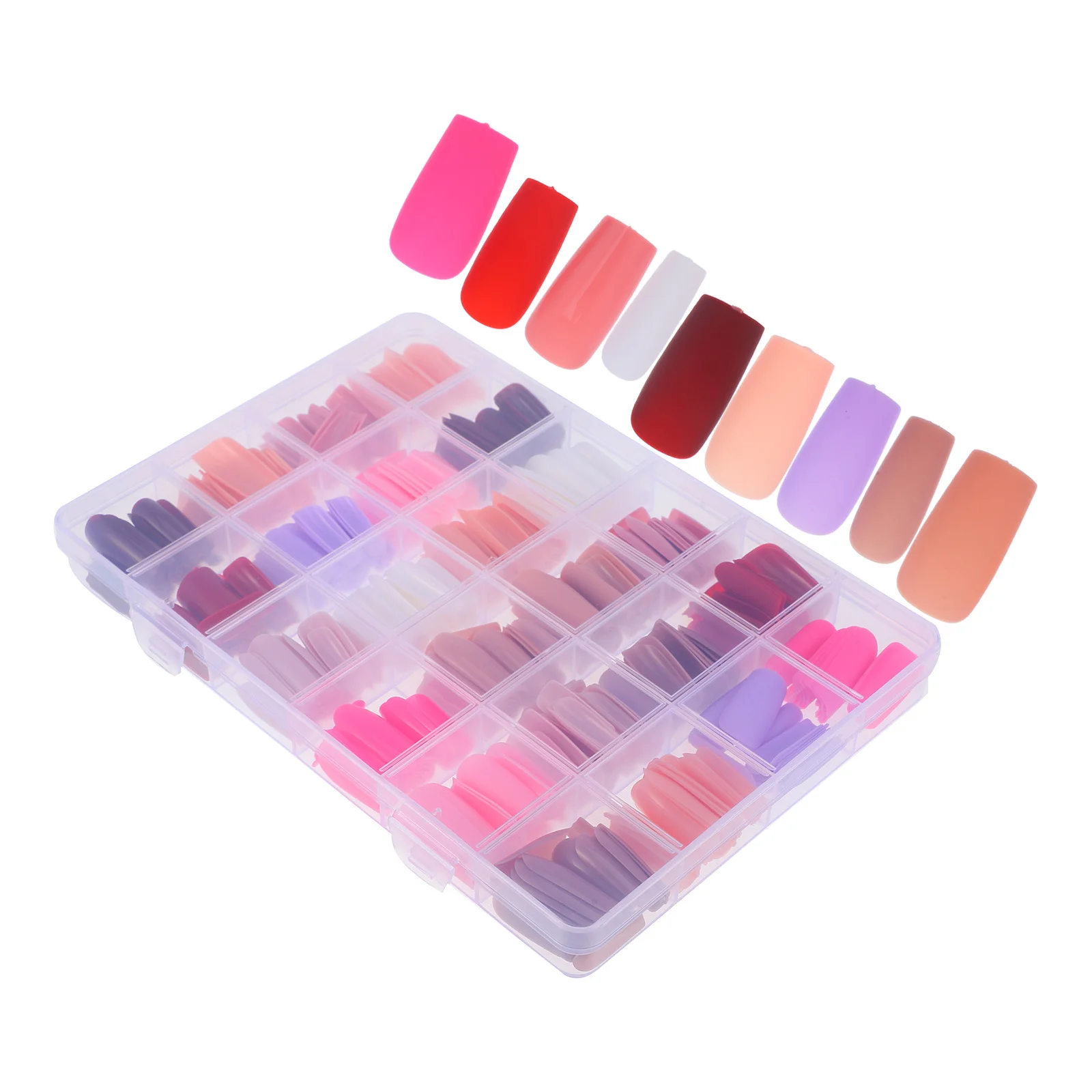 Solid Color Glue on Nails Set Medium Square Matte Glossy Press on Fake Nails Easy Remove Nail Art Supplies Manicure Supplies
