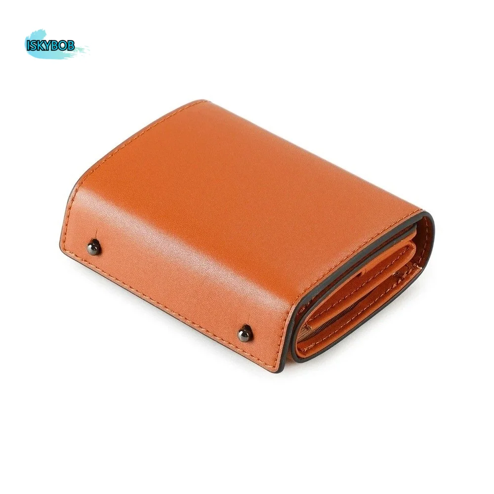 PU Leather Business Short Wallet Snap Closure Ultra-Thin Design Tri-fold Card Holder Solid Color Multi-slot Design Coin Purse