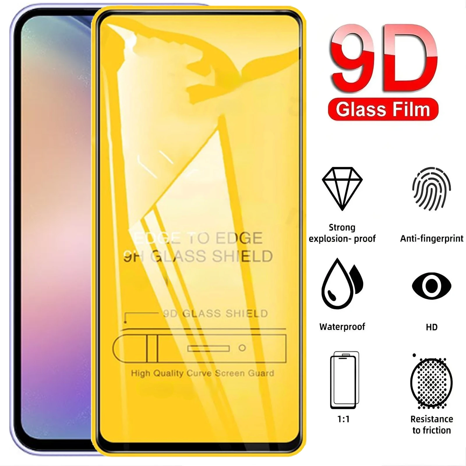 3PCS 9D Tempered Glass For Samsung Galaxy A55 5G A35 A54 A15 A25 A34 A24 A14 A53 A33 A52 A32 A13 A12 Screen Protector 9H Glasses