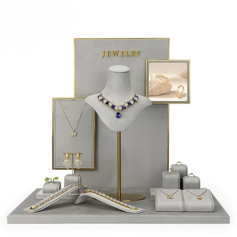 

Luxury Jewelry Display Stand Necklace Ring Counter Display Holder Large Earrings Necklace Showcase Organizer Jeweler for Women