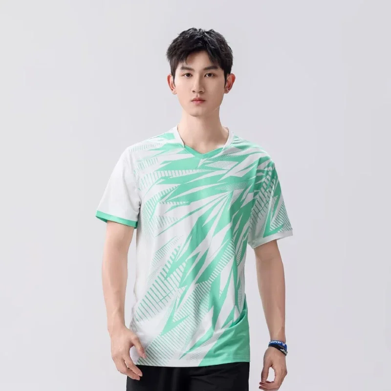 

2025 мужской костюм для бадминтона, весенний быстросохнущий мужской волейбольный теннис, соревнования по настольному теннису, тренировочная спортивная командная форма с принтом