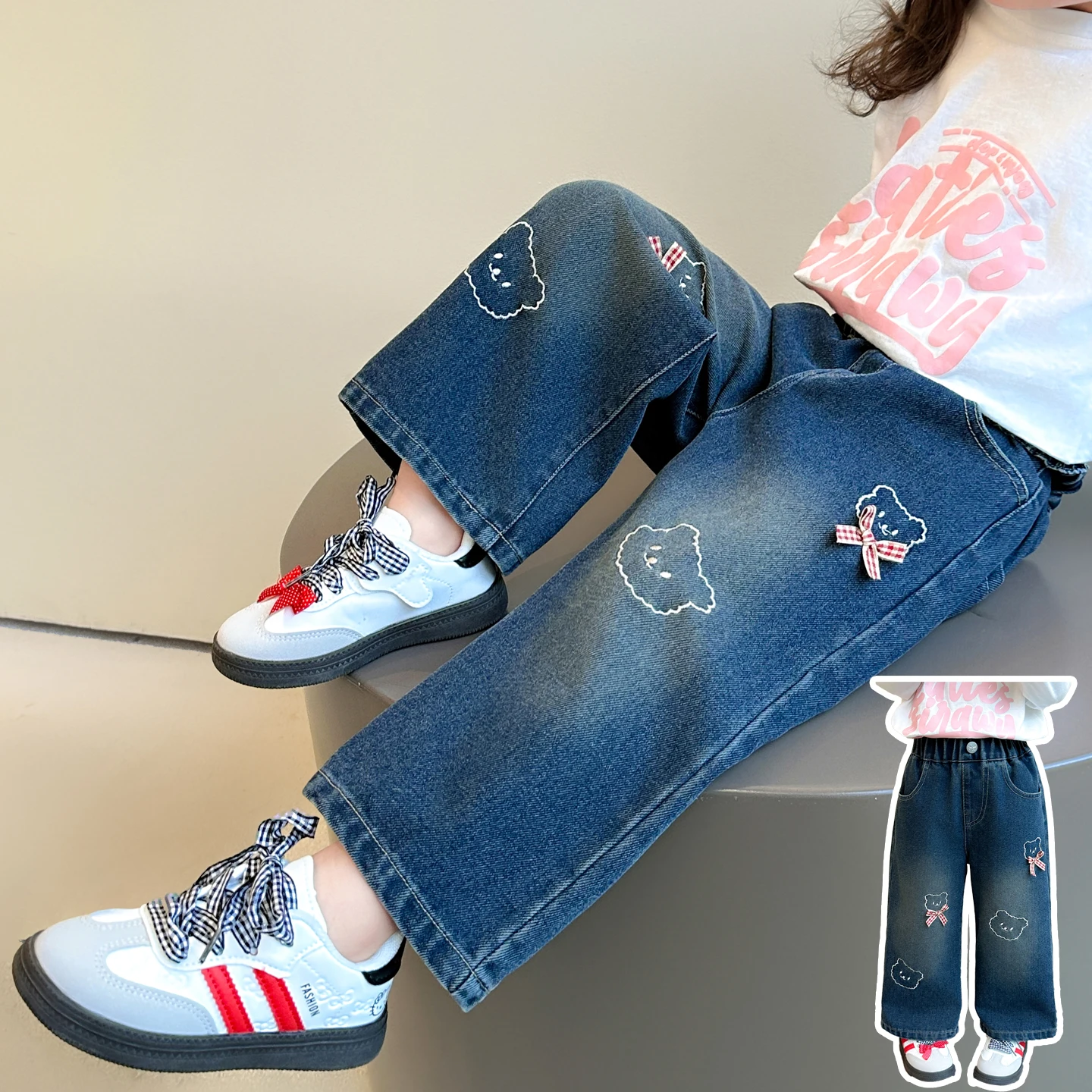 

Baby Girl Pants Tween Girl Straight Loose Pants Little Child Autumn Bottom Toddler Casual Fashion Long Pants Trousers Age 2-9Y
