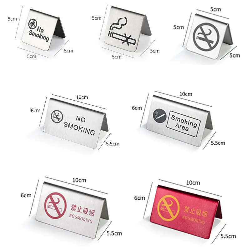 Edelstahl Tischplatte Rauchverbots schild stehen doppelseitige Warnung Rauchverbots schild Anzeigetafel