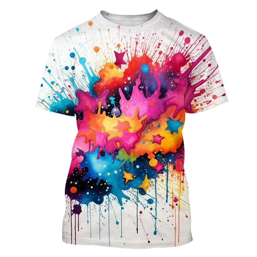 T-shirt Color Splash Ink Drop Color 3D Printed Tops Harajuku Style Men Women Kids T-shirt Boy Girs Fashion Casual T-shirt