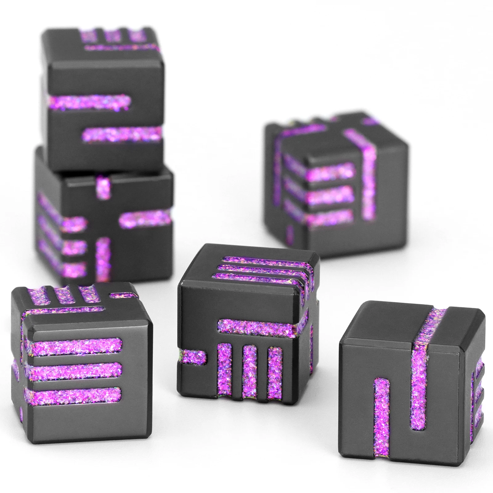 

Technology Metal Dice, DND Dice Set D6 Dice, Game Newly Designed Concept Dice for Tabletop Games(Glitter Purple)