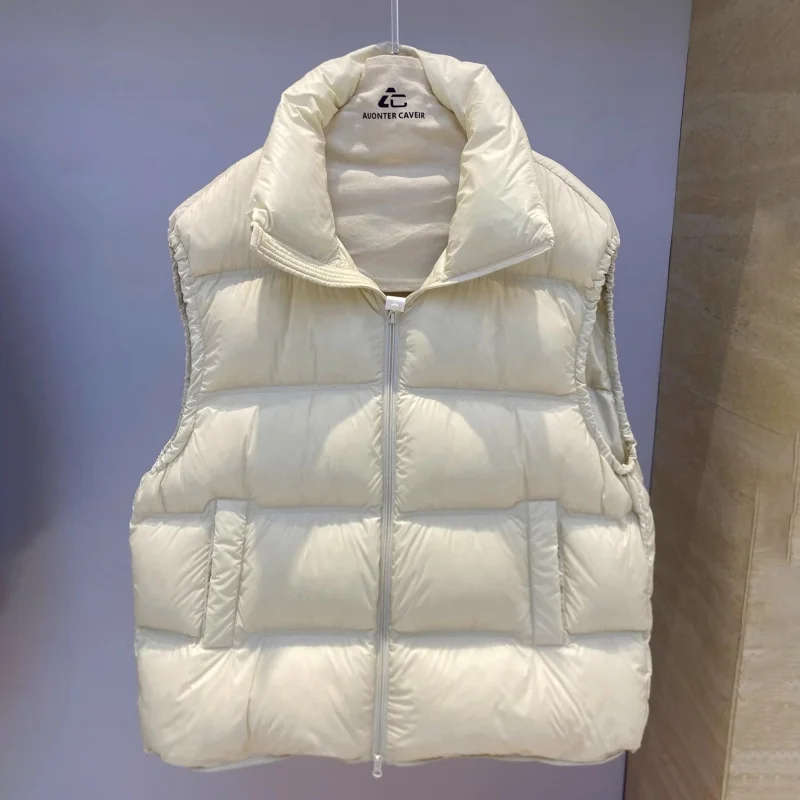 2025 Winter New Women's Stand up Collar Thickened Warm Sleeveless Down Vest High Quality Y2K Fashion High Street Goose Down Vest