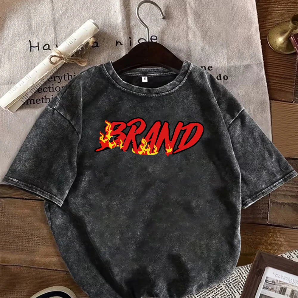 Graphic Printed T Shirt Men Women Vintage T-shirts Washed Cotton Tshirt Harajuku Male Oversized Tee  Women Clothes Tops Goth