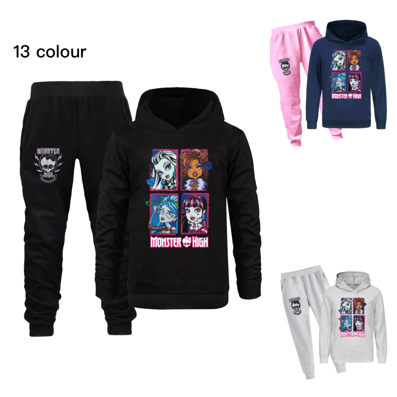 

Monster High Clothes Kids Cartoon Clothing Set Baby Girls Casual Hoodies Pants 2pcs Suits Children Sportsuits Teen Boys Outfits