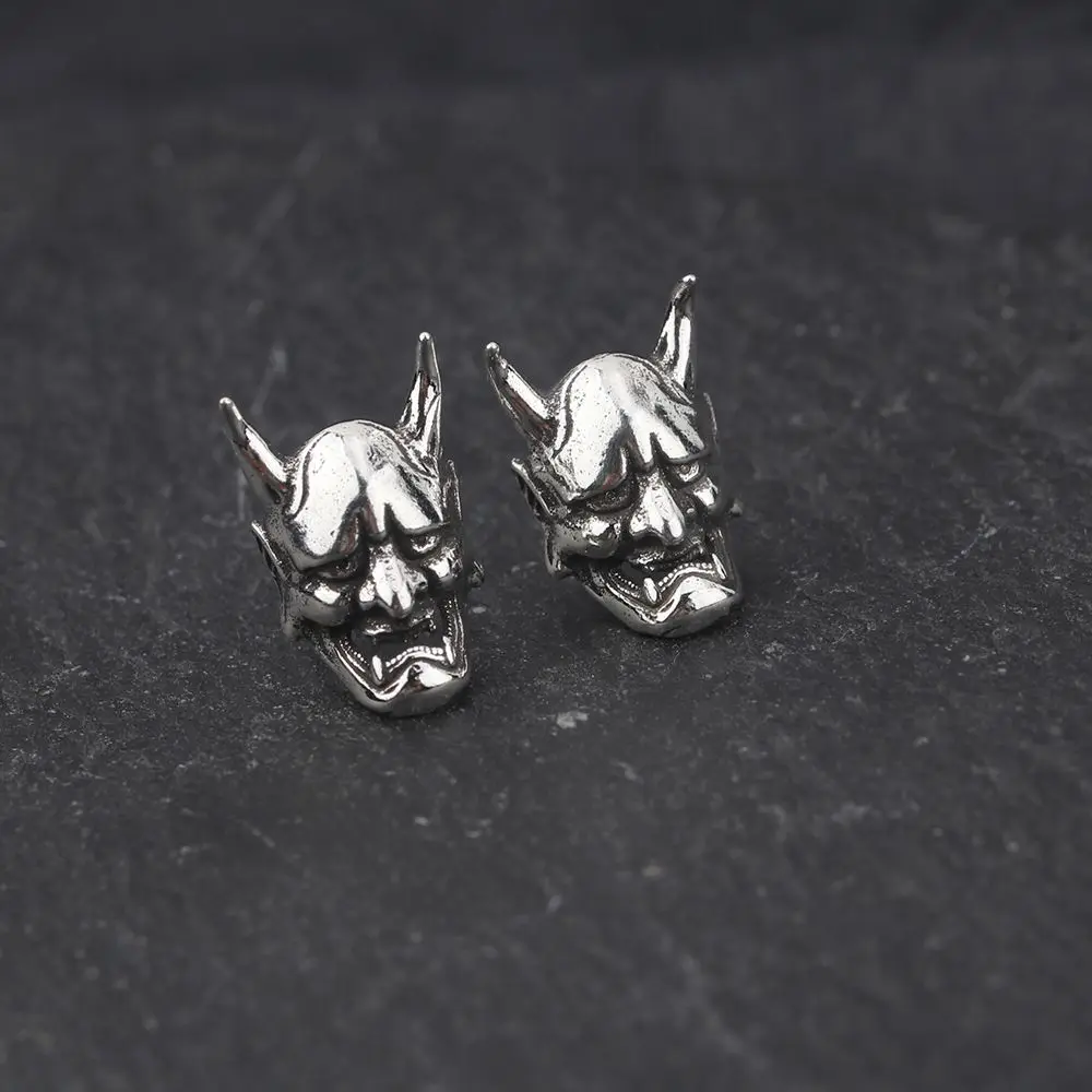 Stylish Simple Retro Skull Prajna Earrings Hipster Punk Gothic Face Anti-Allergy Earrings