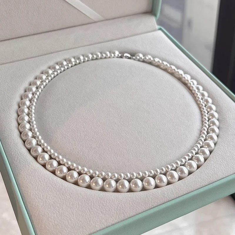Free shipping from the manufacturer. Same style as Ni Ni's, high-end version of Australian white pearl necklace for women, elega