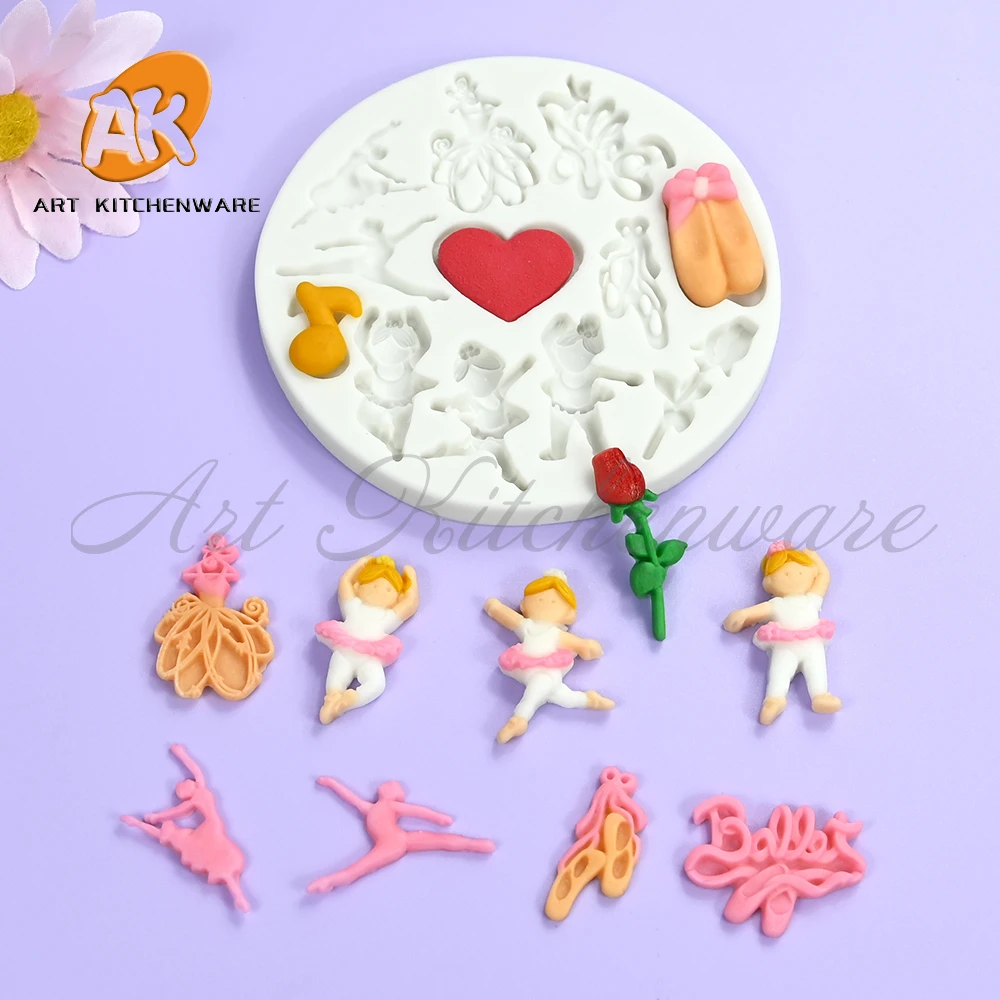 Ballet Girl Design Fondant Silicone Mold Soft Sweets Chocolate Mould Cake Decorating Tools DIY Resin Clay Model Kitchen Bakeware