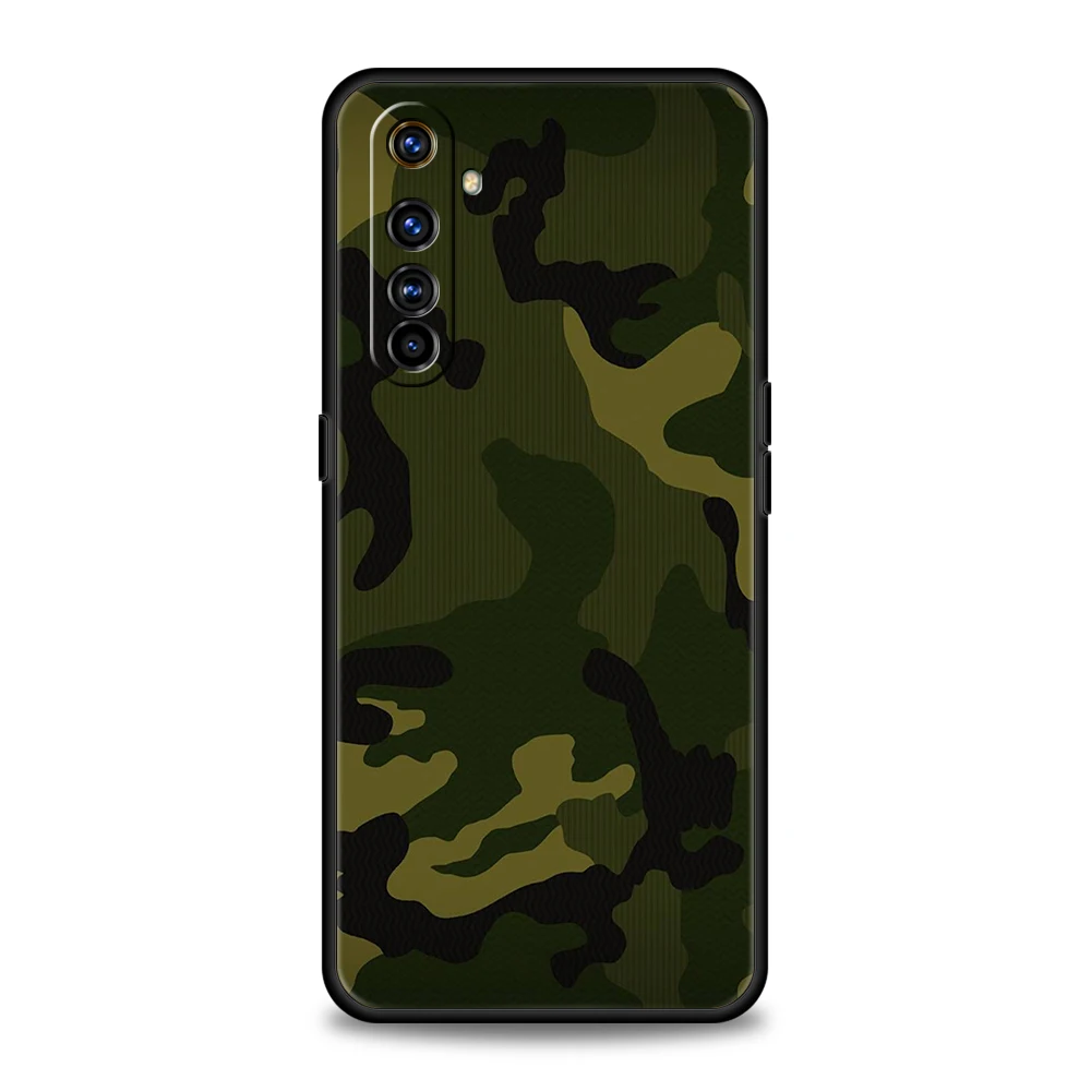 Camouflage Camo Soft Silicone For Realme 8i 9i 9 Pro Plus GT2 Pro C3 6 7 8 Pro C21 C11 C25 Pro 5G Shockproof Phone Cover Fundas