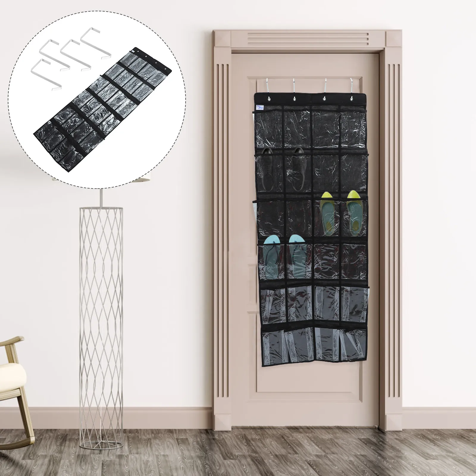 

1 шт. Подвесной органайзер на 24 ячейки из нетканого материала для хранения очков, ручек, мелких предметов на стену, дверь, прикроватную тумбочку для общежития, офиса, дома