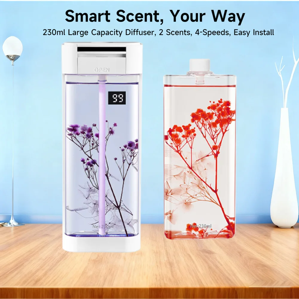230ml Smart Aroma Diffuser, Auto Air Freshener with Refills, Premium Essential Oil Mist Sprayer, Long-Lasting Fragrance