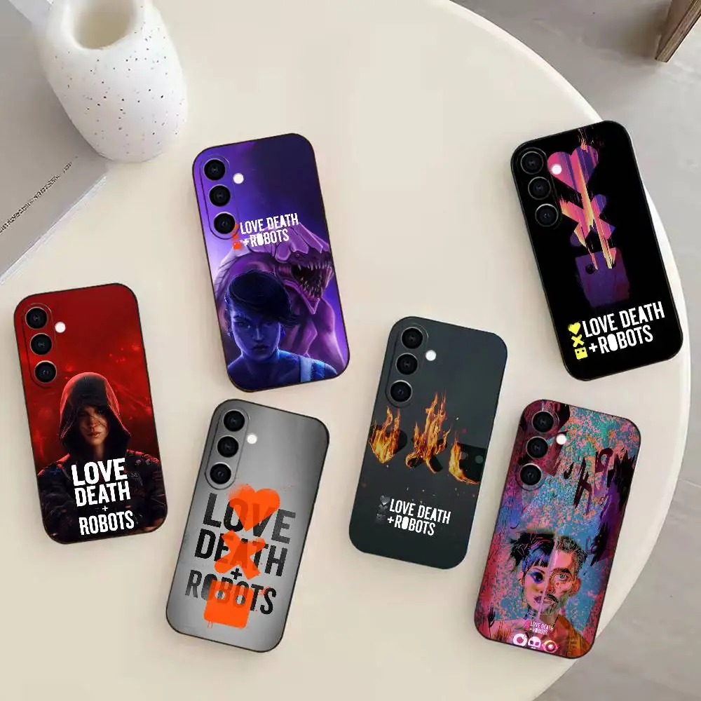 حافظة هاتف L-Love Robots d-DeathS لهاتف سامسونج جالاكسي A13,21s,22,31,32,52,53,71,72,73, غطاء أسود ناعم