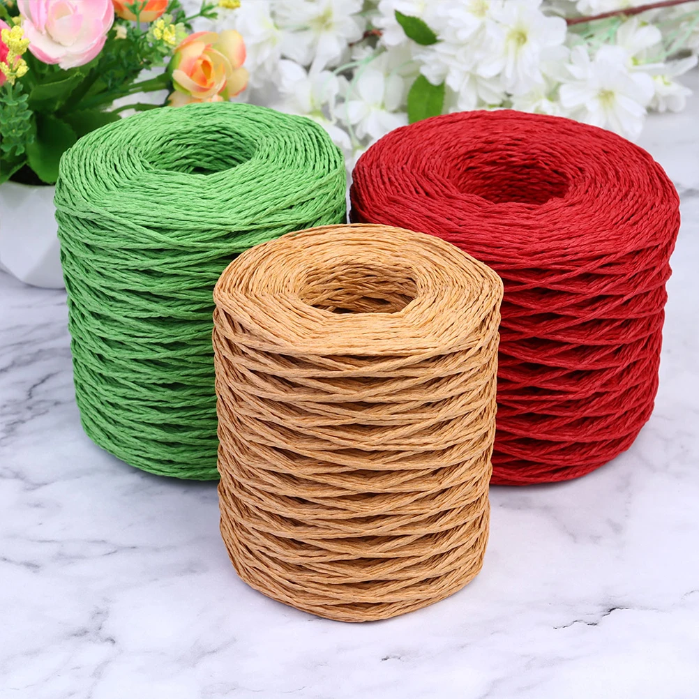 

2Rolls of 200m Braided Ribbon Decorative Paper Wire Twine for DIY Packaging Crafts( +Light Coffee)