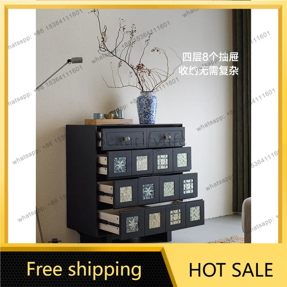 LD solid wood dining side cabinet integrated against the wall living room ash wood bedroom chest cabinet