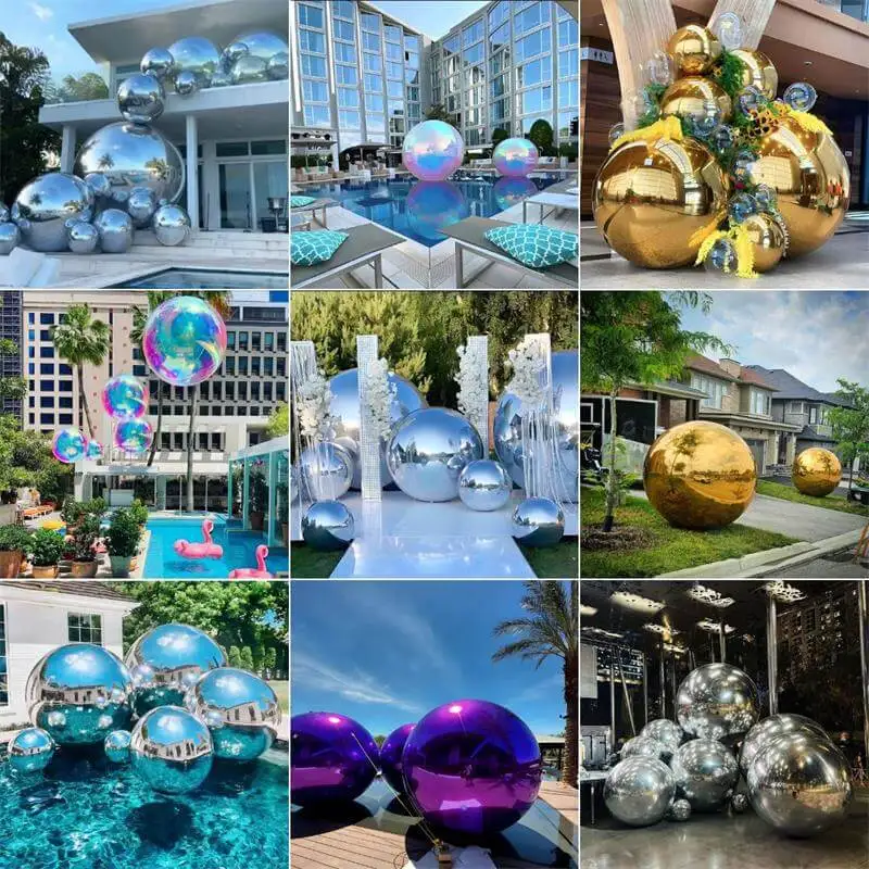 Advertising Decoration Giant Silver Inflatable Sphere Mirror Ball Reflective Balloon For Festival Party Stage Show Nightclub