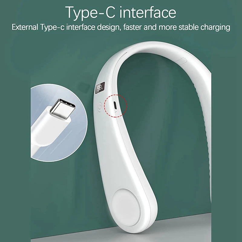 HOT! Silicone Leafless 3Speeds Fan Silent Sports Portable Electric Fan,Hanging Hands-Free Neck Lazy Portable Home Outdoor Fan