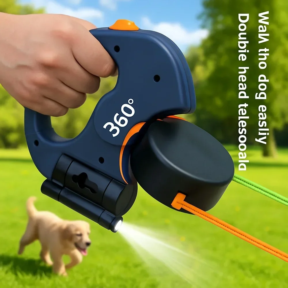 

Retractable - Equipped with Pick-up Bag Storage Area, 360° Rotation Anti-Tangle, Pet Outing Traction Rope, Outdoor Walking Dogs