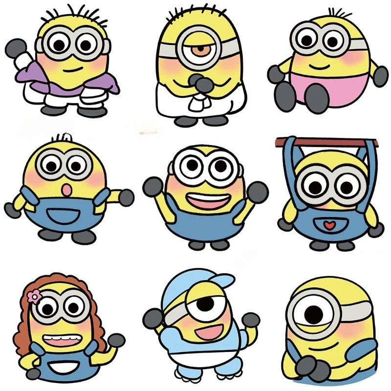 102pcs Minions Cartoon Cute Stickers Ins Style High Color Value Creative Fun Expression Mobile Phone Shell Decorative Stickers view 3