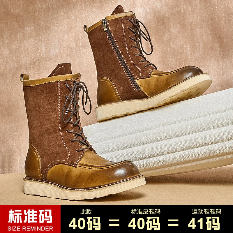 Ankle Boots Male All-match Cowhide Motorcycle Boots Male Retro Men Shoes High Quality Genuine Leather Boots Men Autumn Winter