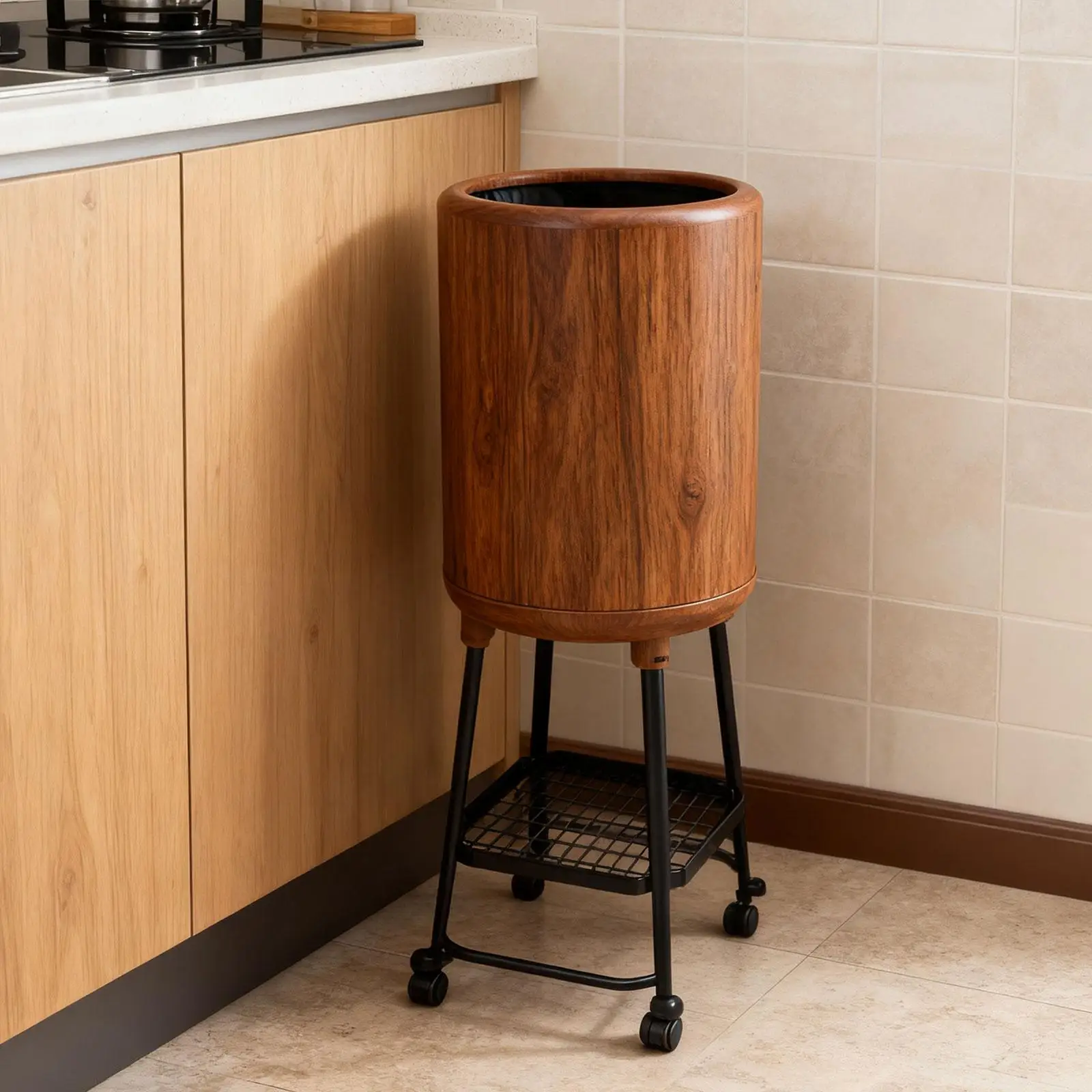 

Trash Can Waste Paper Bucket Multifunctional Dustbin High Foot Large Capacity