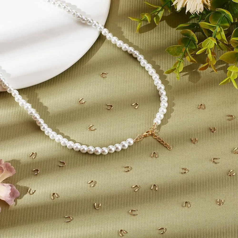 150 قطعة حقيقية 18K مطلية بالذهب 304 الجراحية أسلاك الفولاذ المقاوم للصدأ الجارديان سلك حامي U شكل الحلقات الأسلاك المعدنية ومجموعة الموضوع