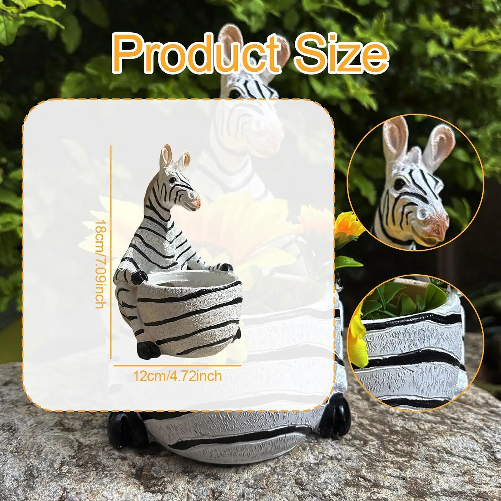 Resin Flower Pot Farm Display Garden Bedroom Desk Cute Animal Zebra Planter