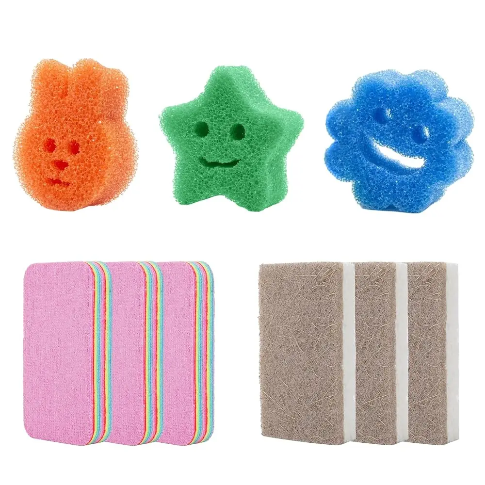 

Набор из 9 функциональных губок для уборки, универсальные губки для ежедневного использования дома, на кухне, в ванной, для влажной уборки и общего очищения