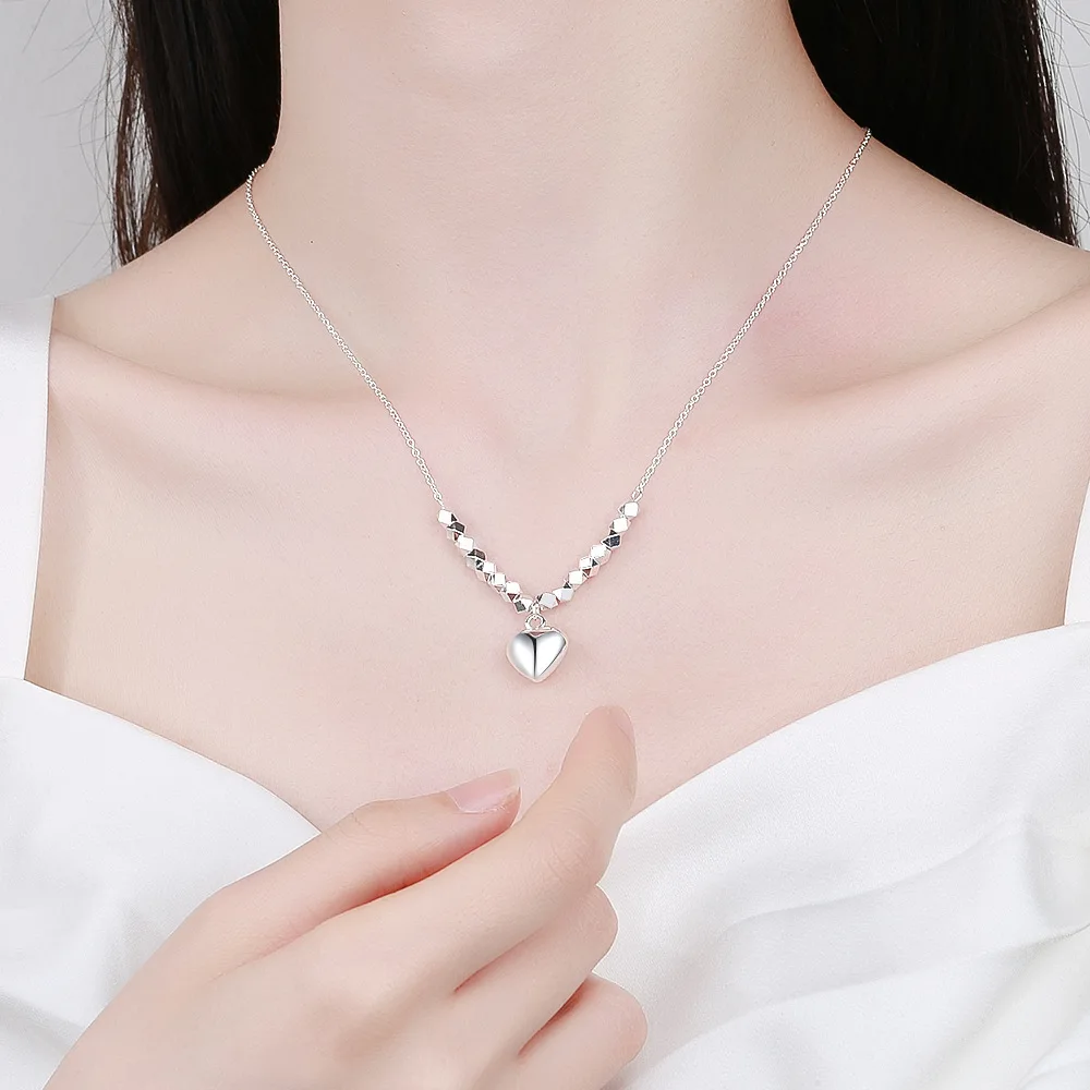 

Romantic 925 Sterling Silver Lovely Heart Pendant Necklaces Women Fashion Chain Necklace Sterling Silver Wedding Jewelry