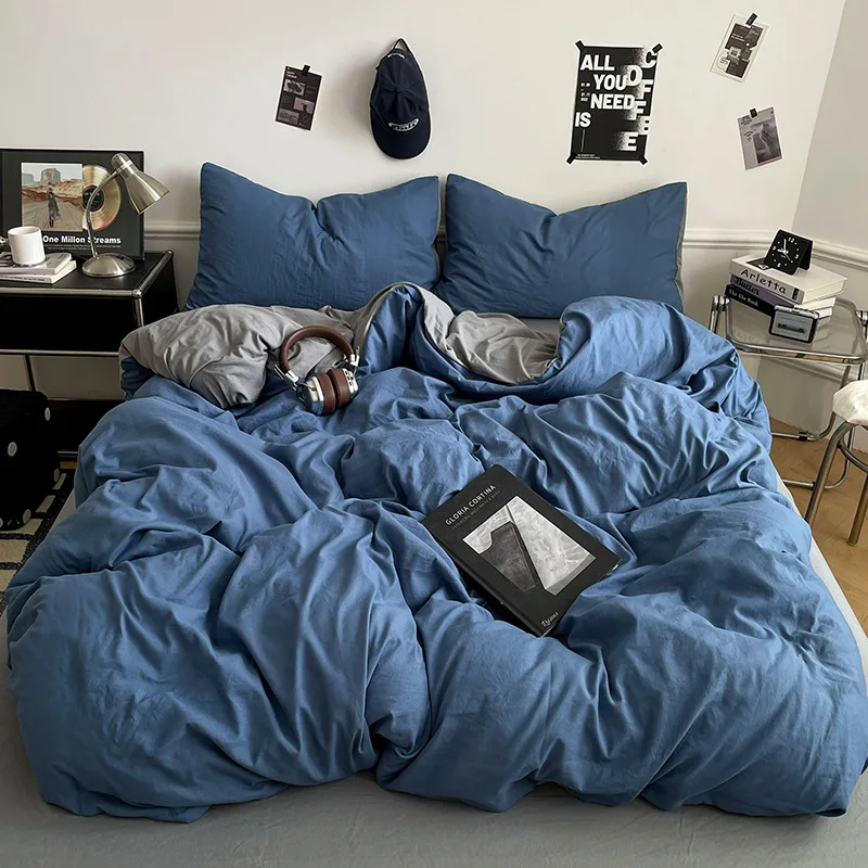 Simple Solid Color Duvet Cover Cottage Style 180x200cm Single Piece Bedding  Student Dormitory Home Decor