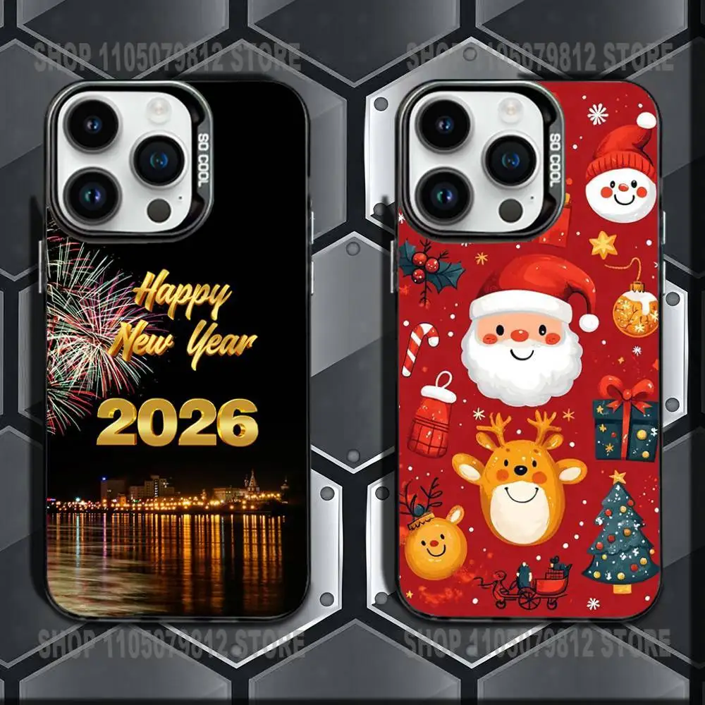 

New Year Gift Cartoon Christmas Silicone Phone Case For iPhone 16,15,14,13,12,11,Mini,Pro,E,MAX Candy Matte Shockproof Cover