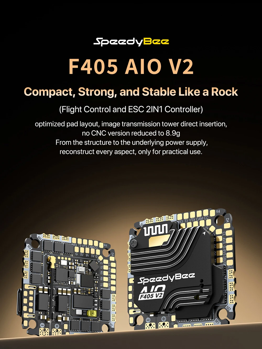 SpeedyBee F405 AIO V2 Controllore di volo 35A 40A 3-6S Supporto doppio BEC Unità aerea DJI O3 O4