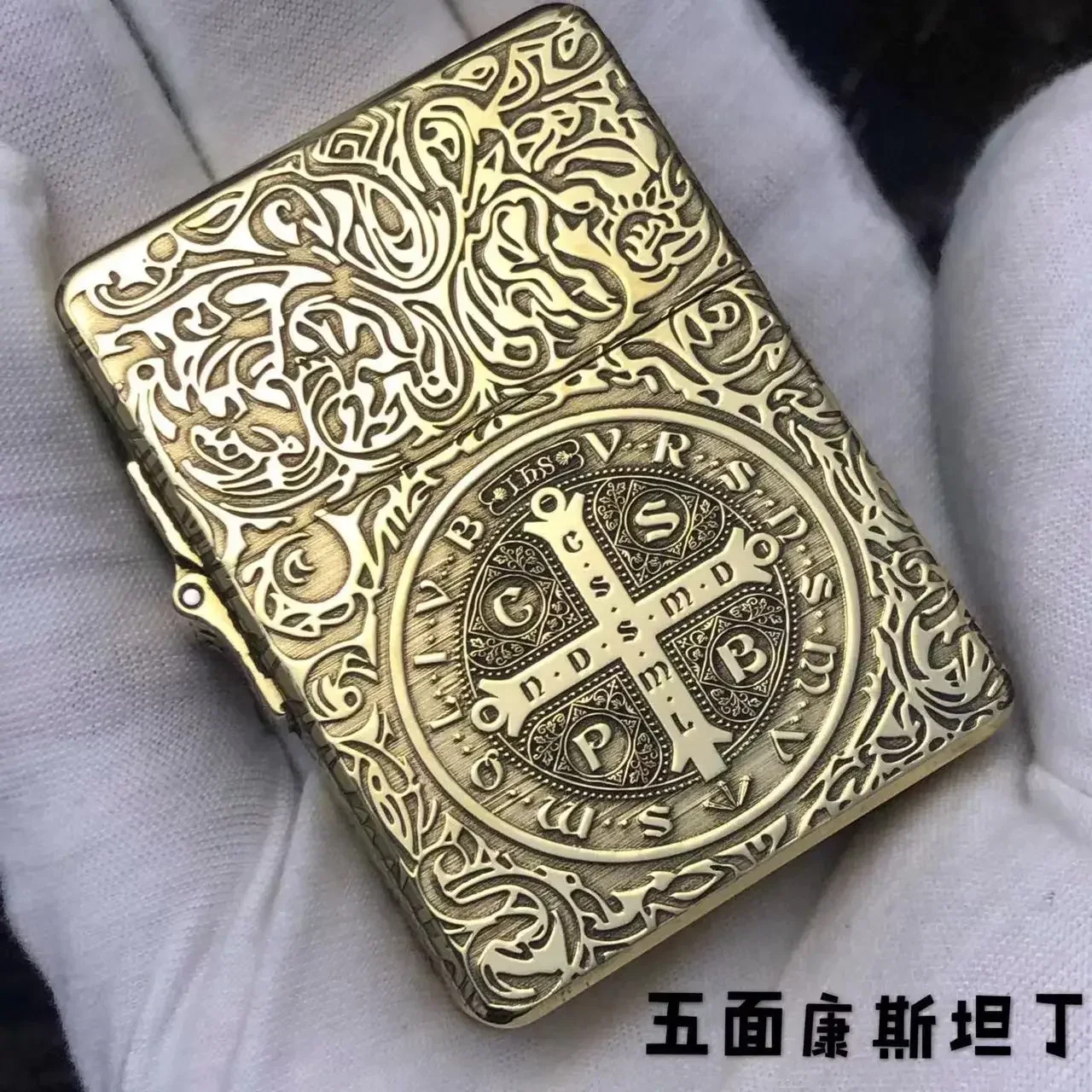 ZORRO Handmade Thickened Brass Heavy Armor Retro Model Laser Double-sided Engraving Kerosene Lighter Smoking Tool