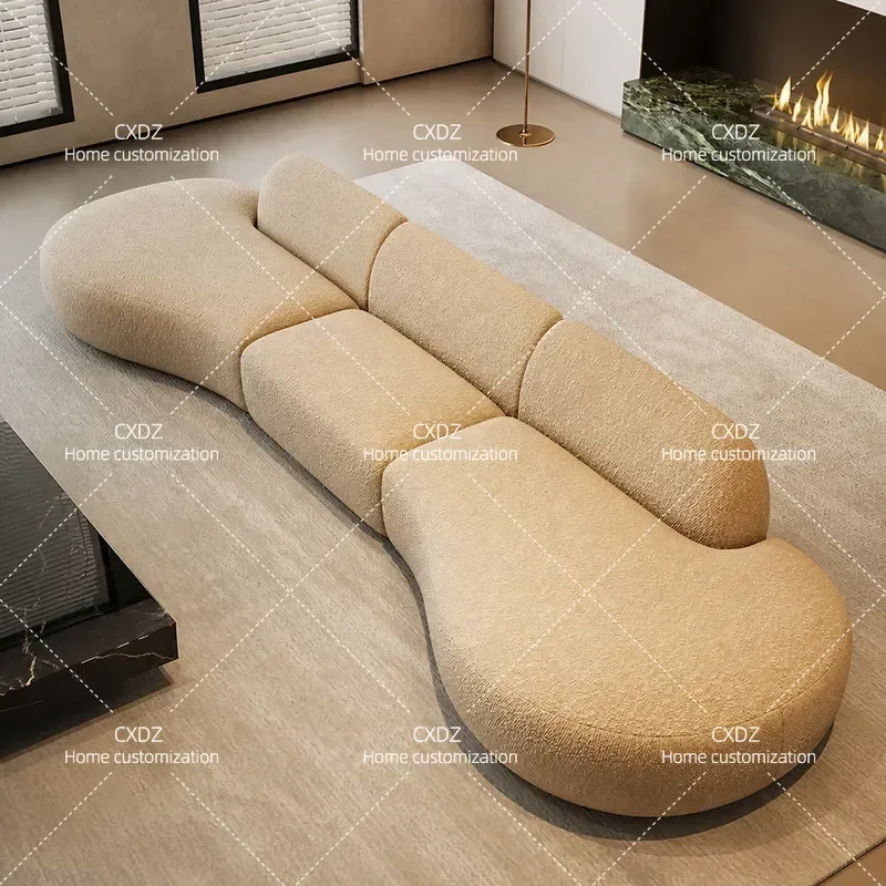 Curved Special Shaped Sofa for Hotel Lobby Office Reception Business Meeting Light Luxury Seating Area