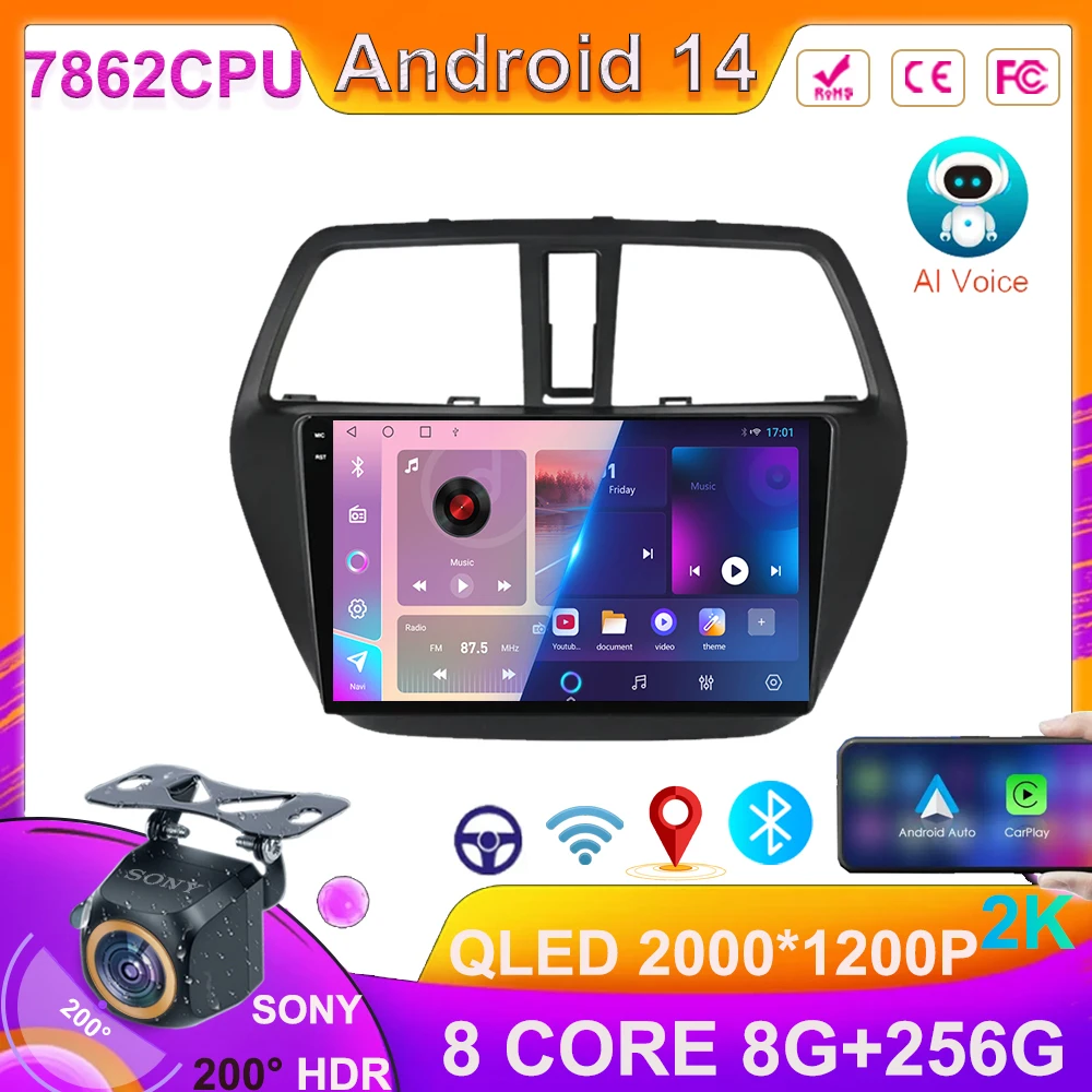 

For Suzuki SX4 2 S-Cross 2012 -2016 Auto Radio Android 14 Wireless Carplay lettore Video multimediale navigazione GPS 5G wifi BT