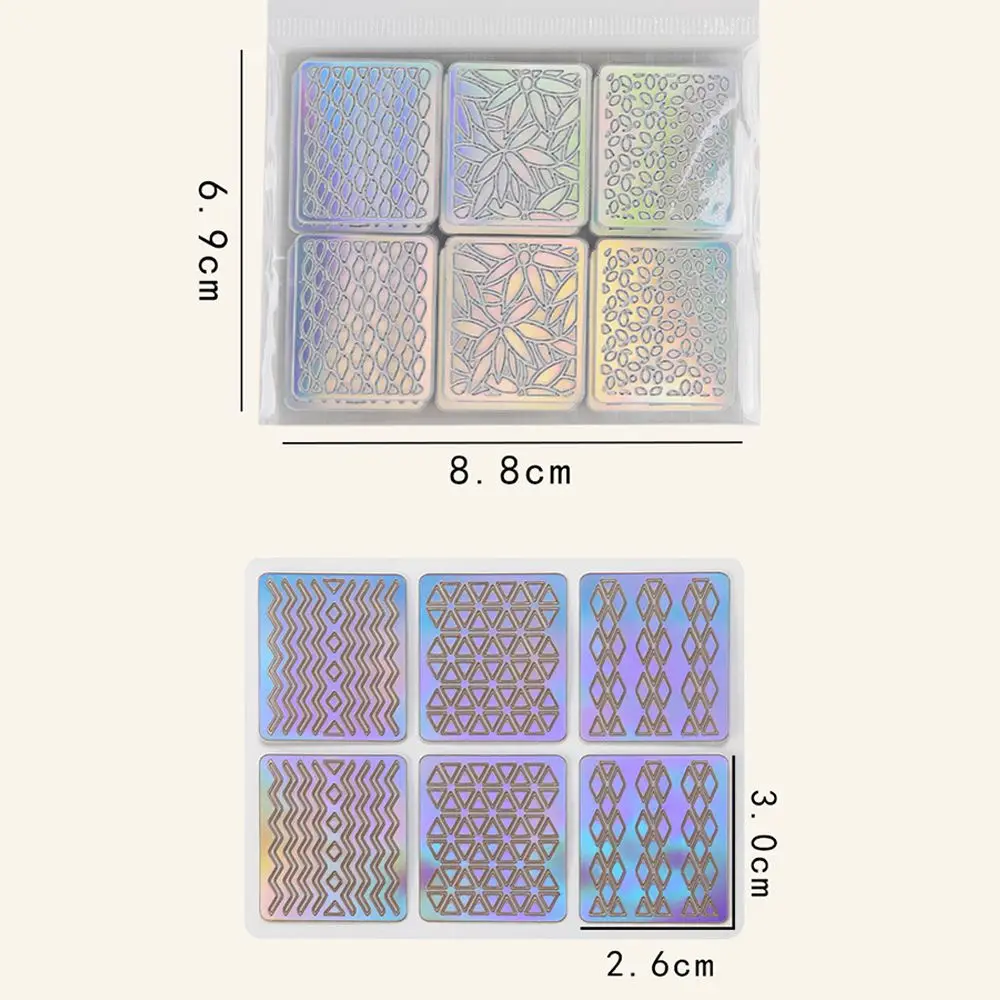 6/12/24 arkusze siatka DIY końcówki szablonów szablon laserowy Manicure 3D naklejki transferowe Hollow Nail Art